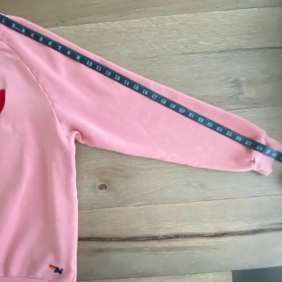 Aviator Nation Heart Embroidery Sweatshirt in Petal Pink Size XXL 🌸 - Picture 11 of 12